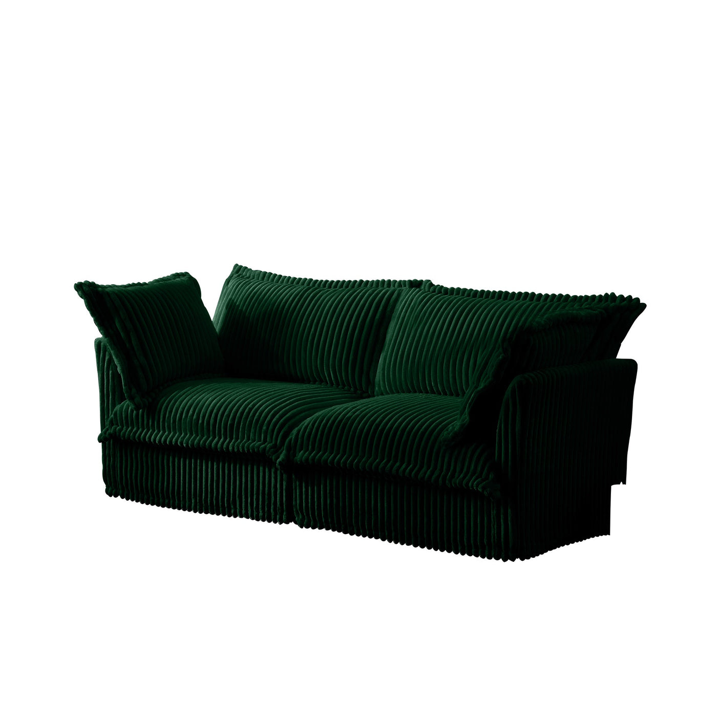 Modern Slipcovered 2-Seat Sofa Couches for Living Room, 2 Seater Sofa, Corduroy Deep Seat Sofa with Upholstered Cushion&Detachable Cover, Comfy Sofa Couch for Small Space, Apartment, Green Corduroy
