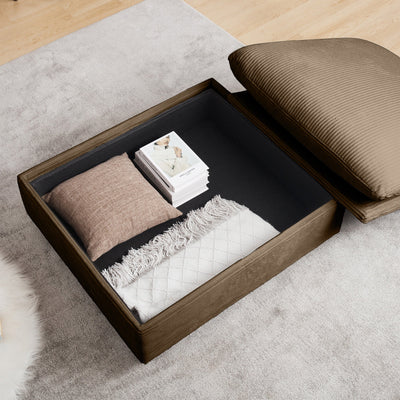 Corduroy Fabric Ottomans Footrest to Combine with 2 Seater Sofa, 3 Seater Sofa and 4 Seater Sofa, Brown Corduroy