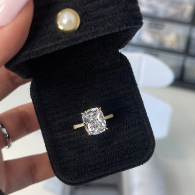 6.0ct Cuhsion Cut Moissanite Lab Diamond Accented Engagement Ring