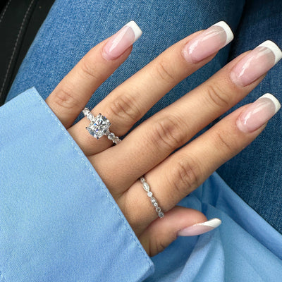2.5ct Elongated Cushion Cut Eternity Engagement Ring