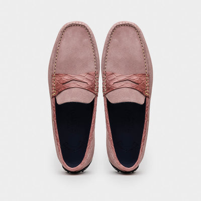31-160-CDY MONZA Sueded Calfskin with Crocodile Driver Candy