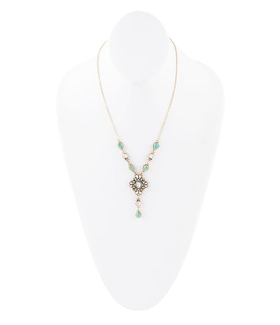 White Mother of Pearl and Blue Turquoise Golden Barcelona Y-Necklace