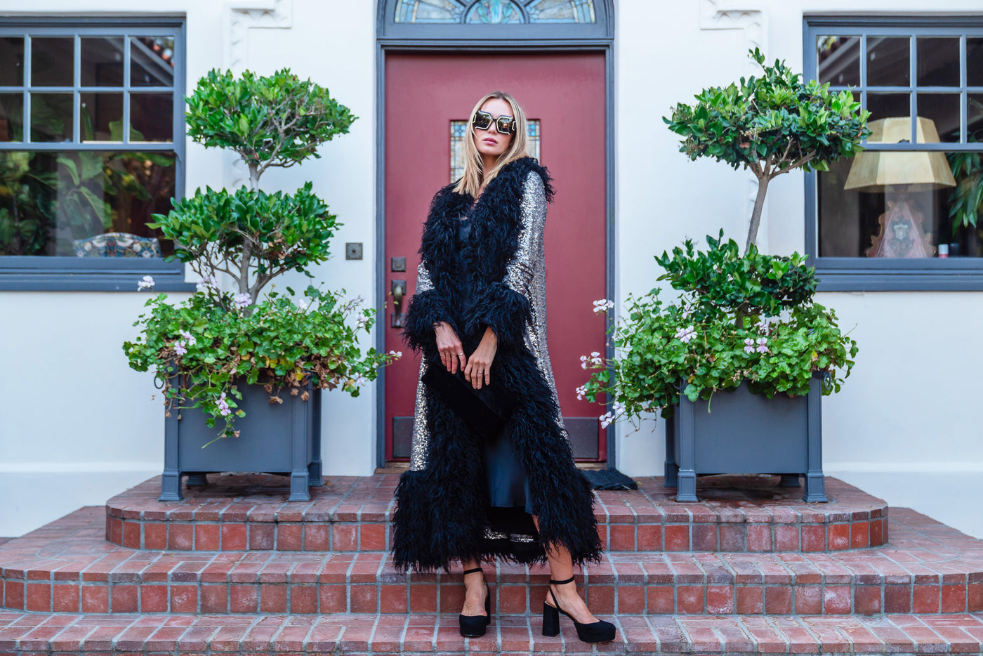 Penny Deluxe Buxom Gunmetal Faux Fur Jacket