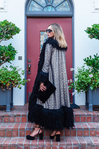 Penny Deluxe Buxom Gunmetal Faux Fur Jacket