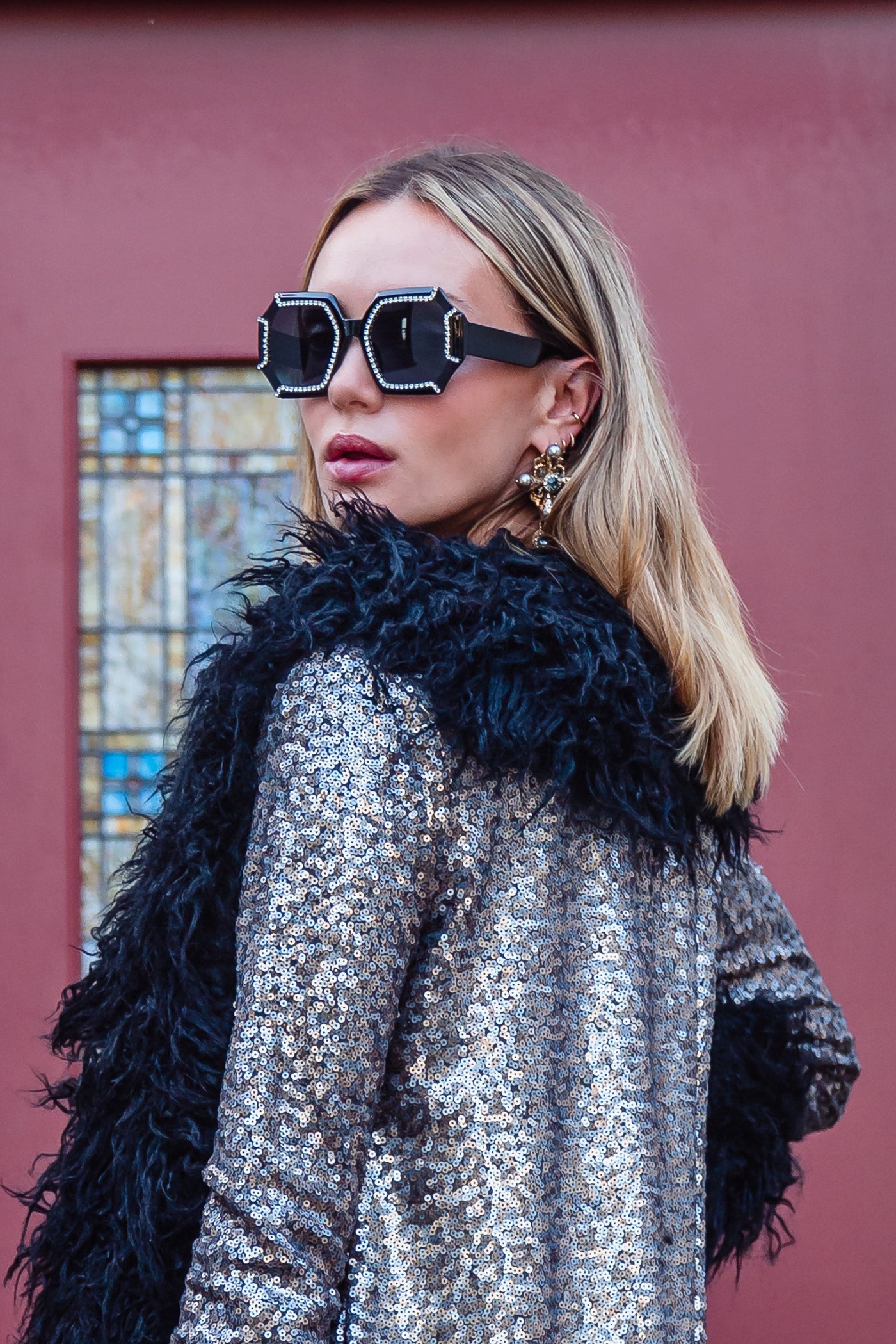 Penny Deluxe Buxom Gunmetal Faux Fur Jacket