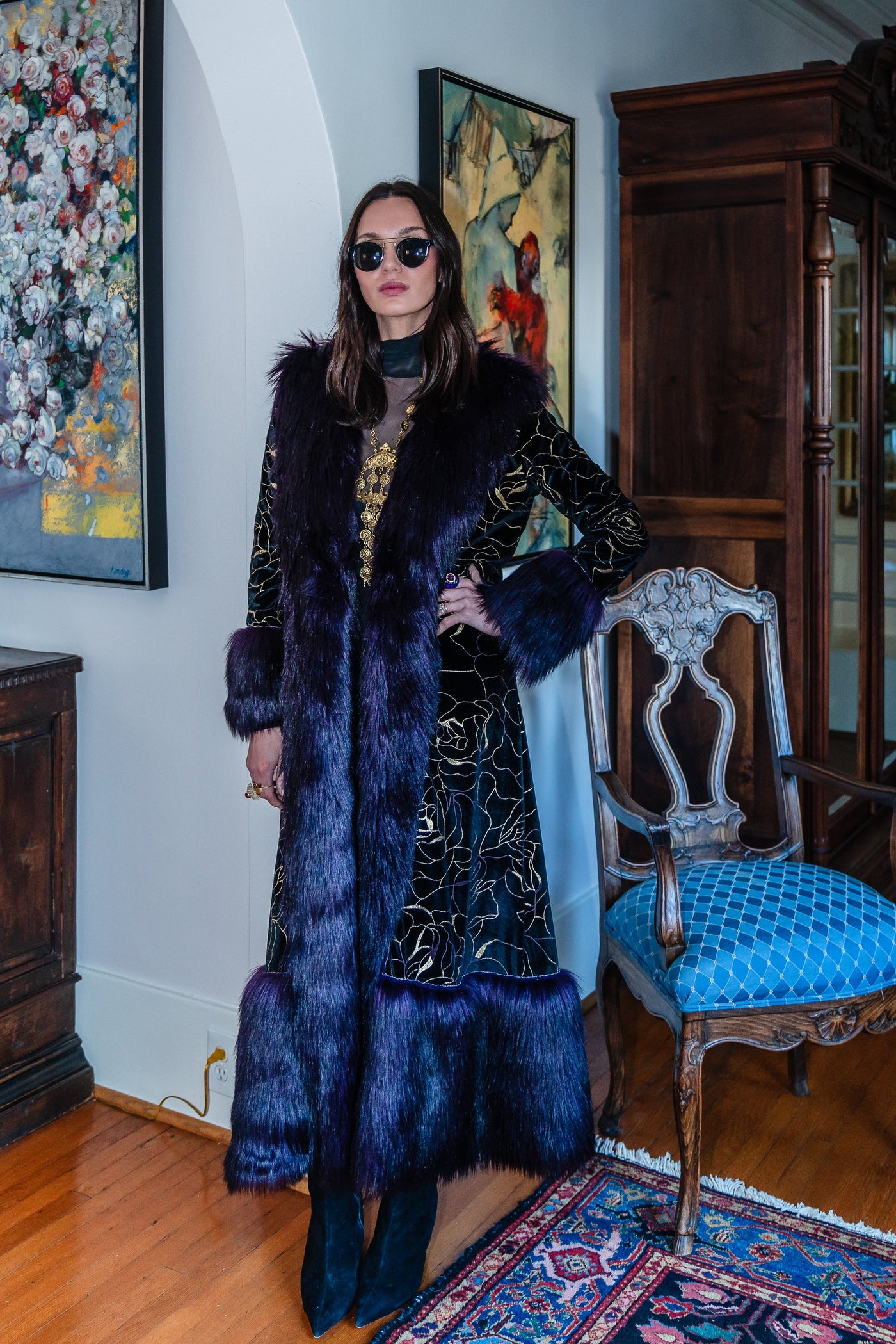 Penny Deluxe Le Lido Velvet Faux Fur Jacket