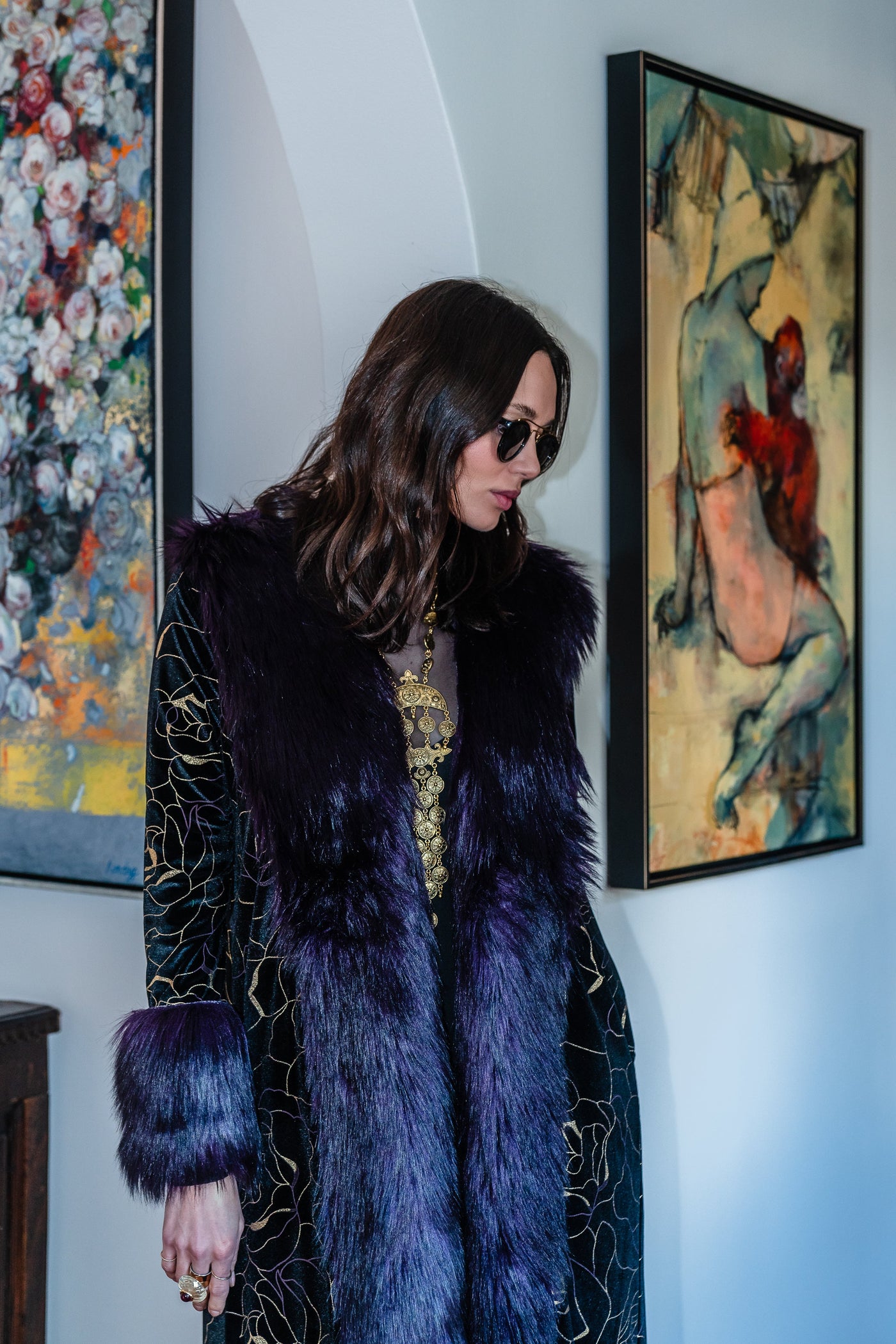 Penny Deluxe Le Lido Velvet Faux Fur Jacket