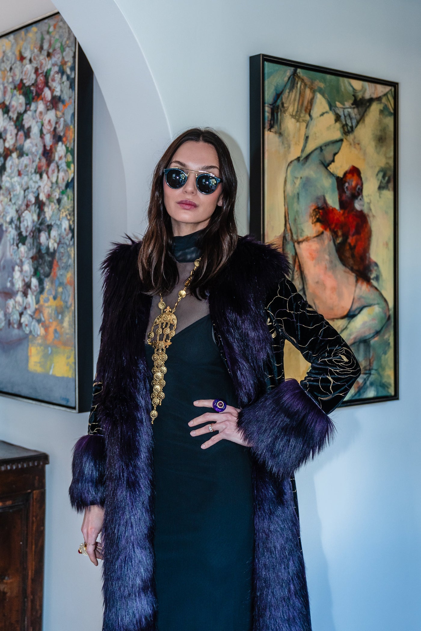 Penny Deluxe Le Lido Velvet Faux Fur Jacket