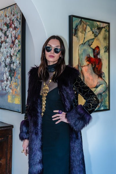 Penny Deluxe Le Lido Velvet Faux Fur Jacket