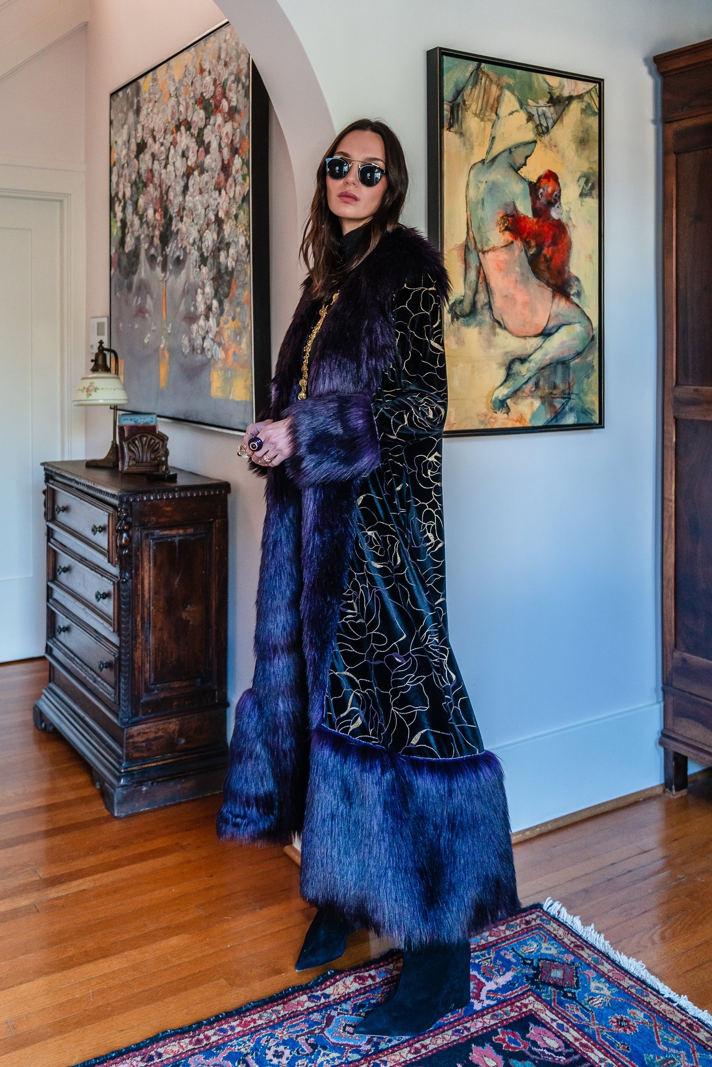 Penny Deluxe Le Lido Velvet Faux Fur Jacket