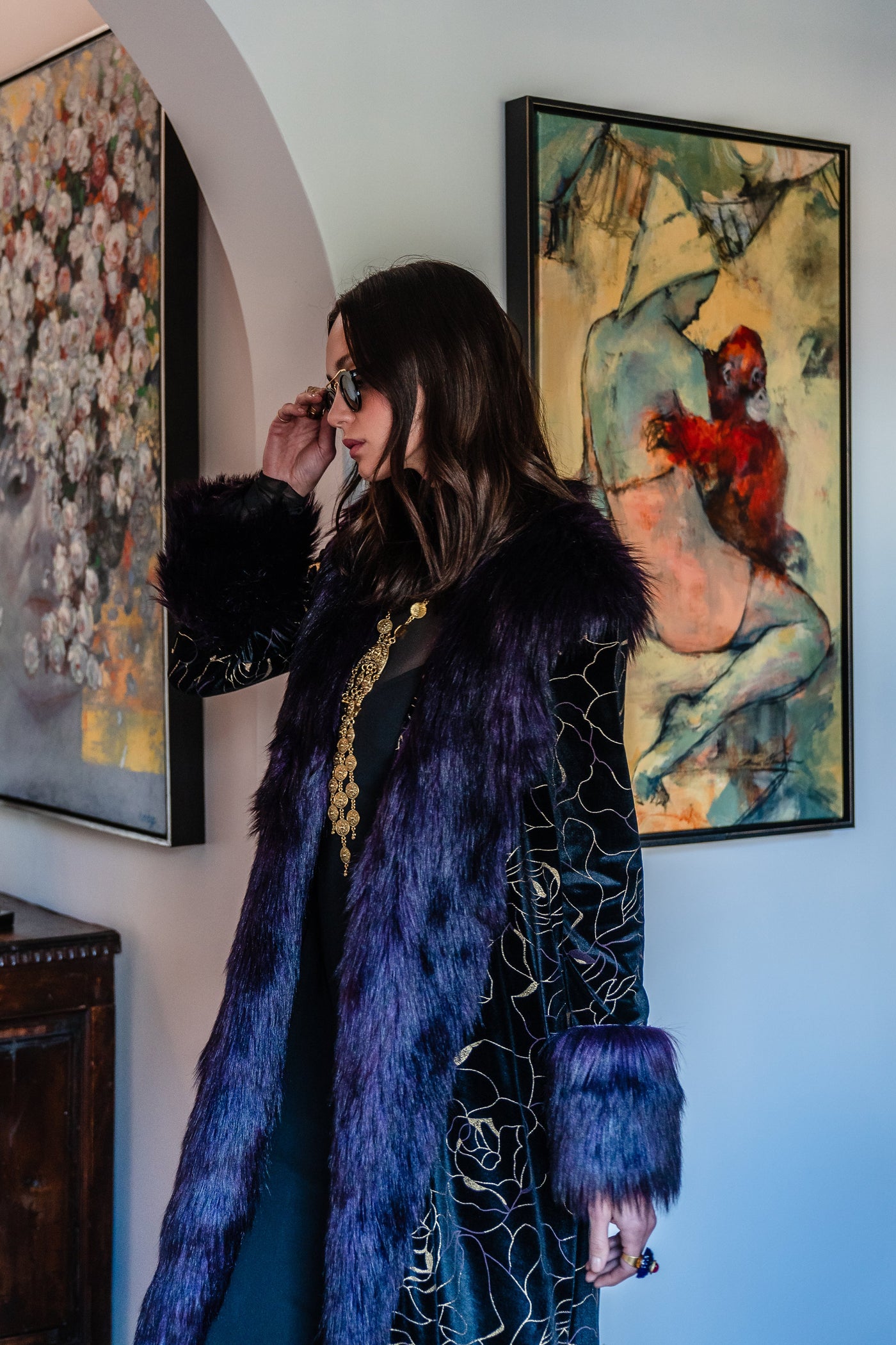 Penny Deluxe Le Lido Velvet Faux Fur Jacket
