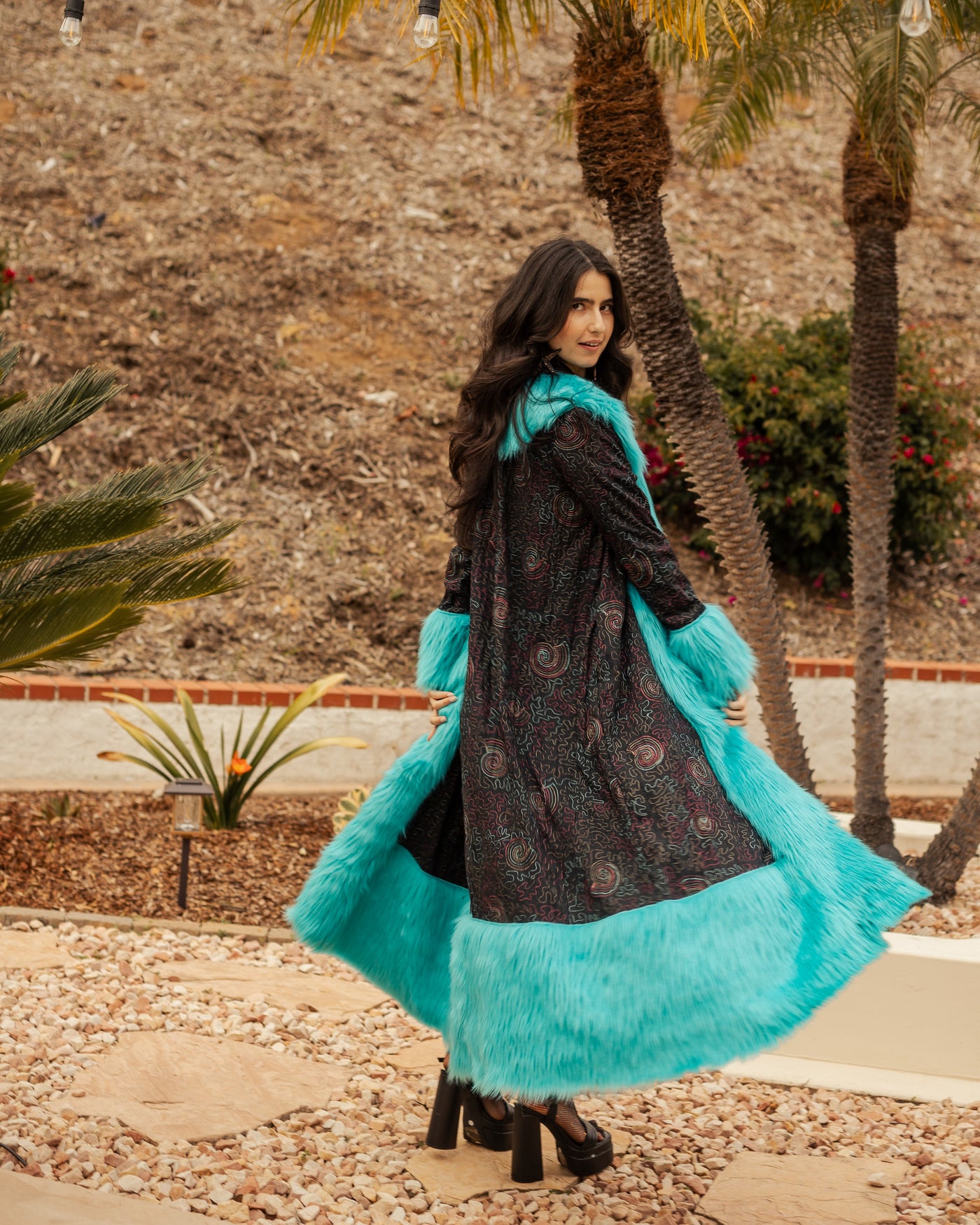 Penny Deluxe Toxique Embroidered Faux Fur Jacket