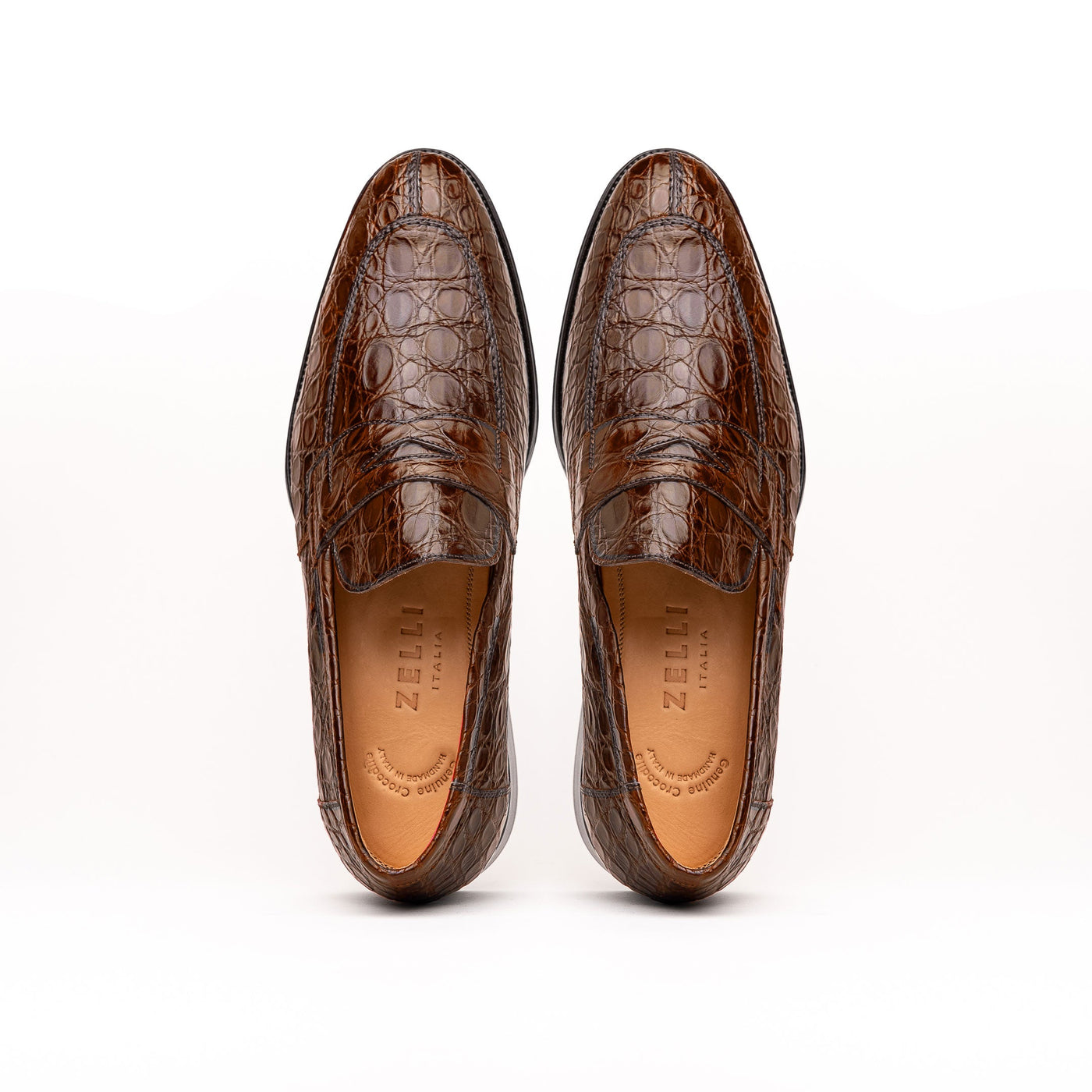 11-201-CGM ROMA Crocodile Penny Loafer, Cognac
