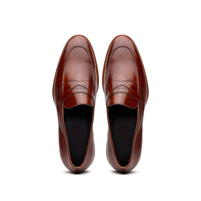 15-400-CGN ROMA Hand Burnished Calfskin Penny Loafer Cognac