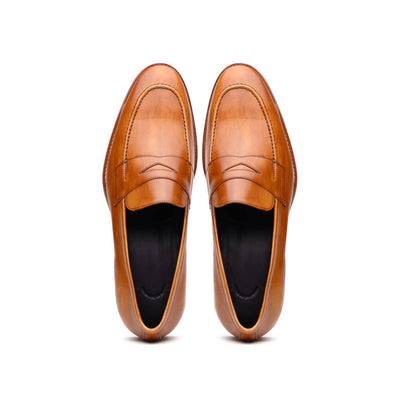 15-400-CML ROMA Hand Burnished Calfskin Penny Loafer Camel