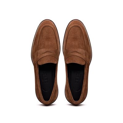 16-657-TOB ROMA Italian Suede Penny Loafers Tobacco