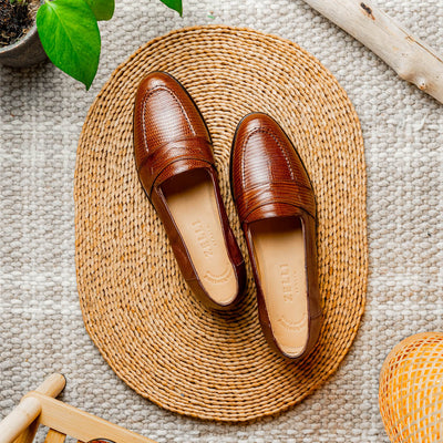 14-202-CGN ROSSI Teju Lizard Penny Loafer, Cognac