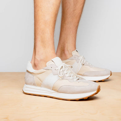 66-265-TPE ROXI Suede & Calfskin Sneaker, Taupe