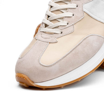 66-265-TPE ROXI Suede & Calfskin Sneaker, Taupe