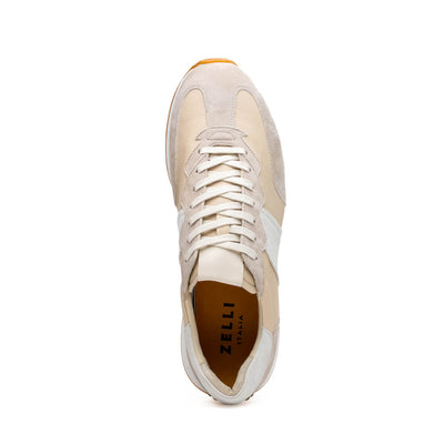 66-265-TPE ROXI Suede & Calfskin Sneaker, Taupe