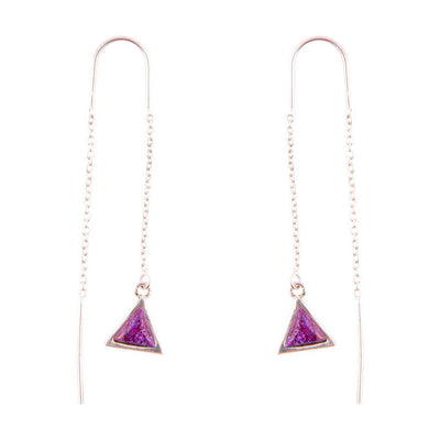 Triangle Threader Purple Turquoise and Sterling Silver Earrings
