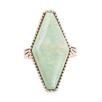 Trillion Green Turquoise Golden Ring