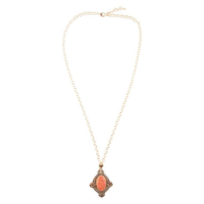 Valerie Orange Sponge Coral and Golden Pendant Necklace