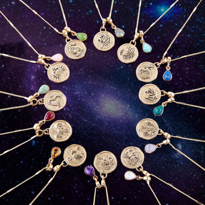 Virgo - Zodiac Blue Amazonite Golden Charm Necklace