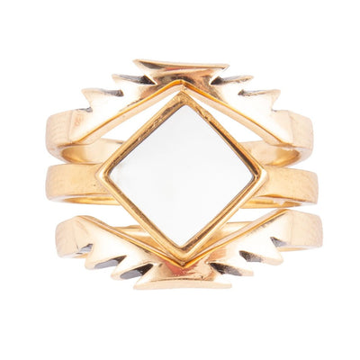 White Jasper Aztec Ring