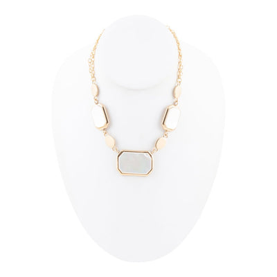 White Mother of Pearl and Golden Bronze Statement Necklace